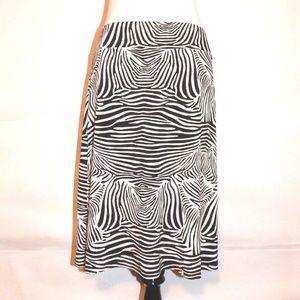 Merona Black White Zebra Animal Print Modest Skirt